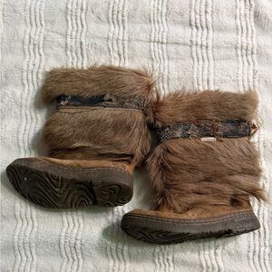 BearPaw Brown Fur Heeled Boots